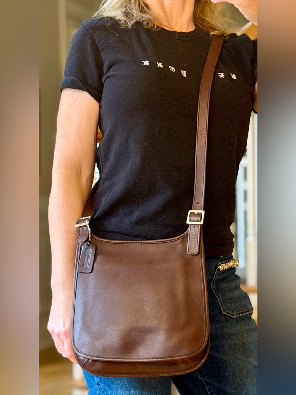 Coach Rare Vintage 1999 Made in USA Slim Hippie Flap Bag Chocolate Brown